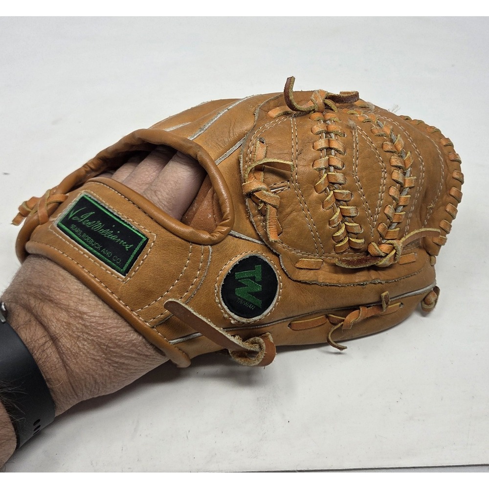 Vintage Ted Williams Sears 16182 Youth Leather Baseball Glove RHT Pro Style 10"